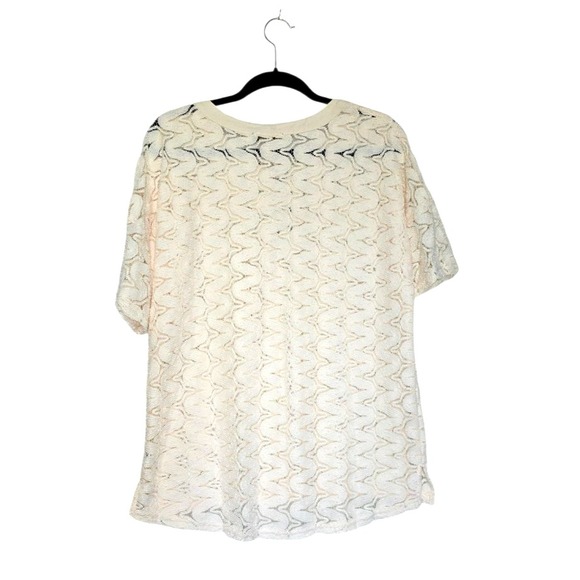 New Bluheaven‎ Woman Chic Laganlook Knit Top Size Medium Creme Sheer Open Tie - Picture 8 of 8